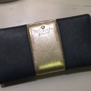 Kate Spade Black and Metallic Gold Wallet